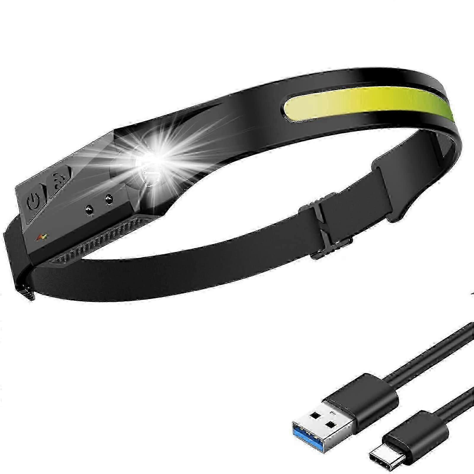 Rechargeable LED headlamp, running headlamp, with motion sensor, waterproof.