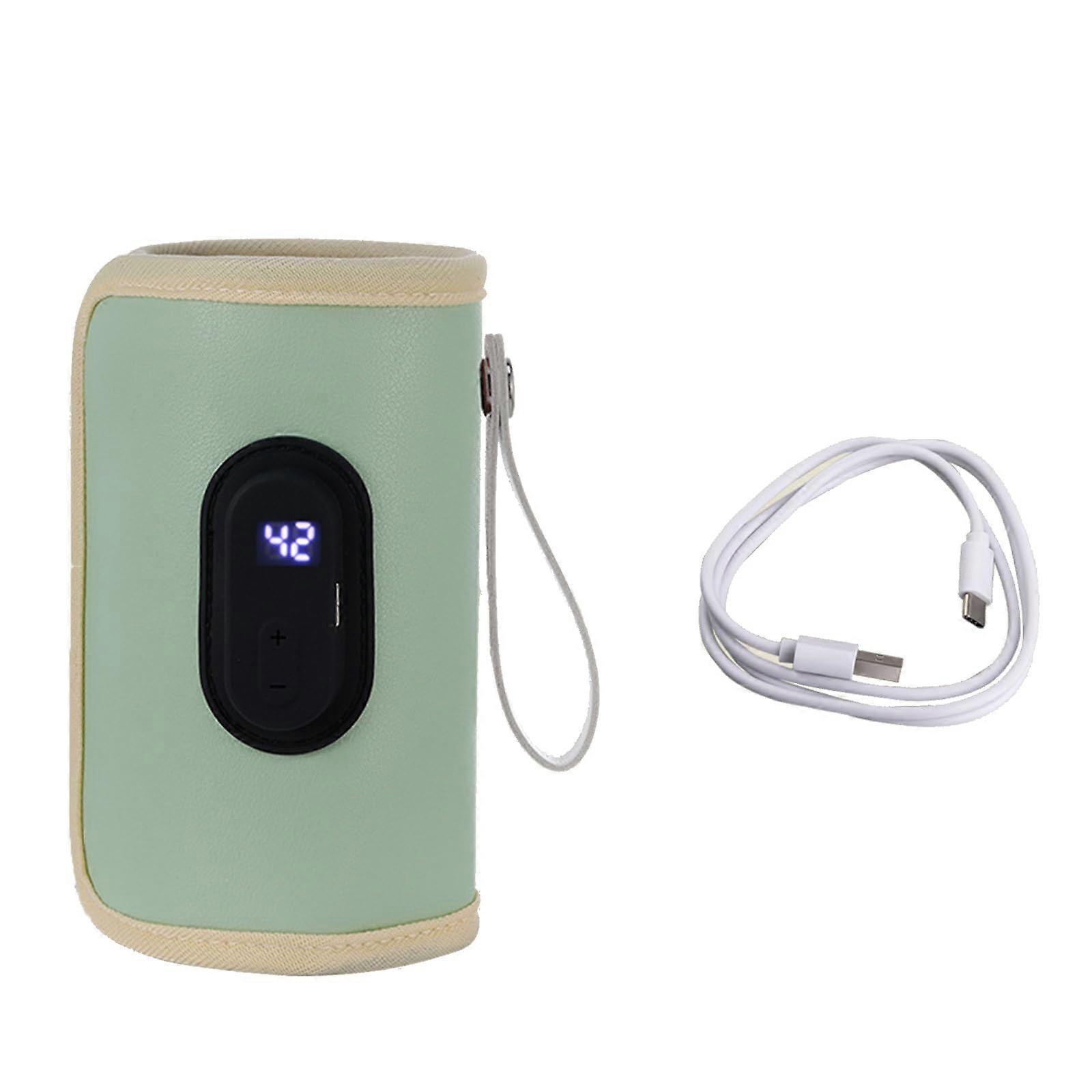Baby Bottle Warmer with Digital Display and Precise Temperature Control, Portable PU Leather Sleeve