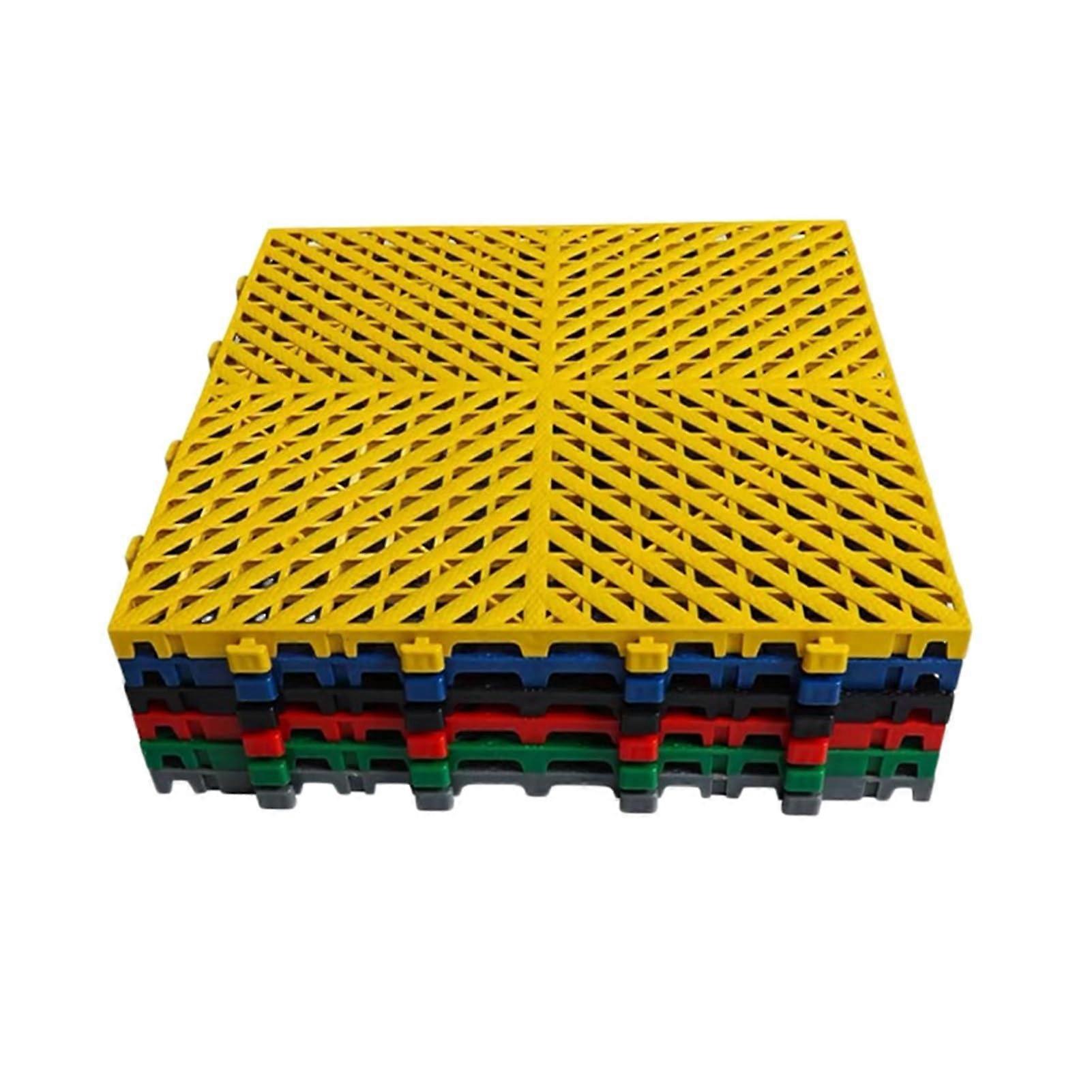 Interlocking Deck Tiles 40x40cm Yellow, SlipResistant Modular Flooring for Patio Balcony and Poolside