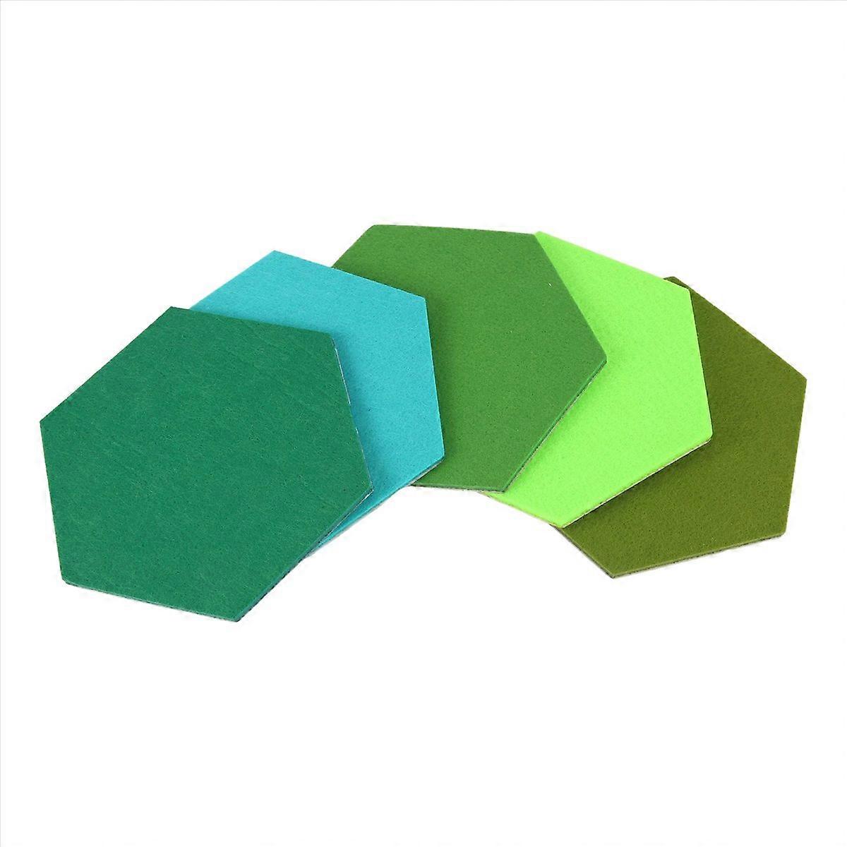 5Pcs Hexagon Board Hexagonal Felt Sticker Board Green Series