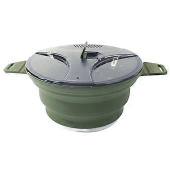 Silicone Folding Camping Kettle Pan Pot Dark Green
