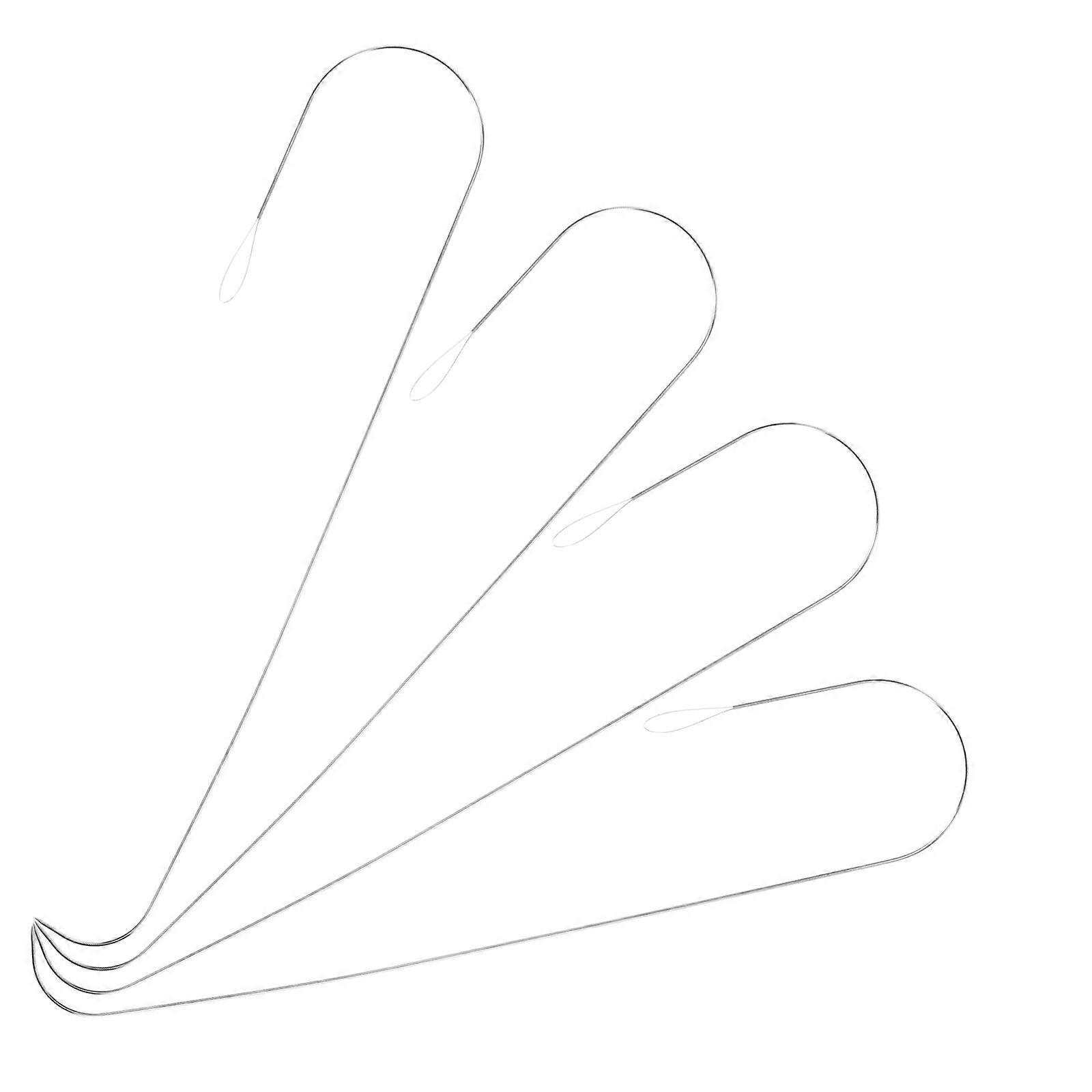 Silver Beading Needles Practical Curved Needles for Jewelry Making 4Pcs