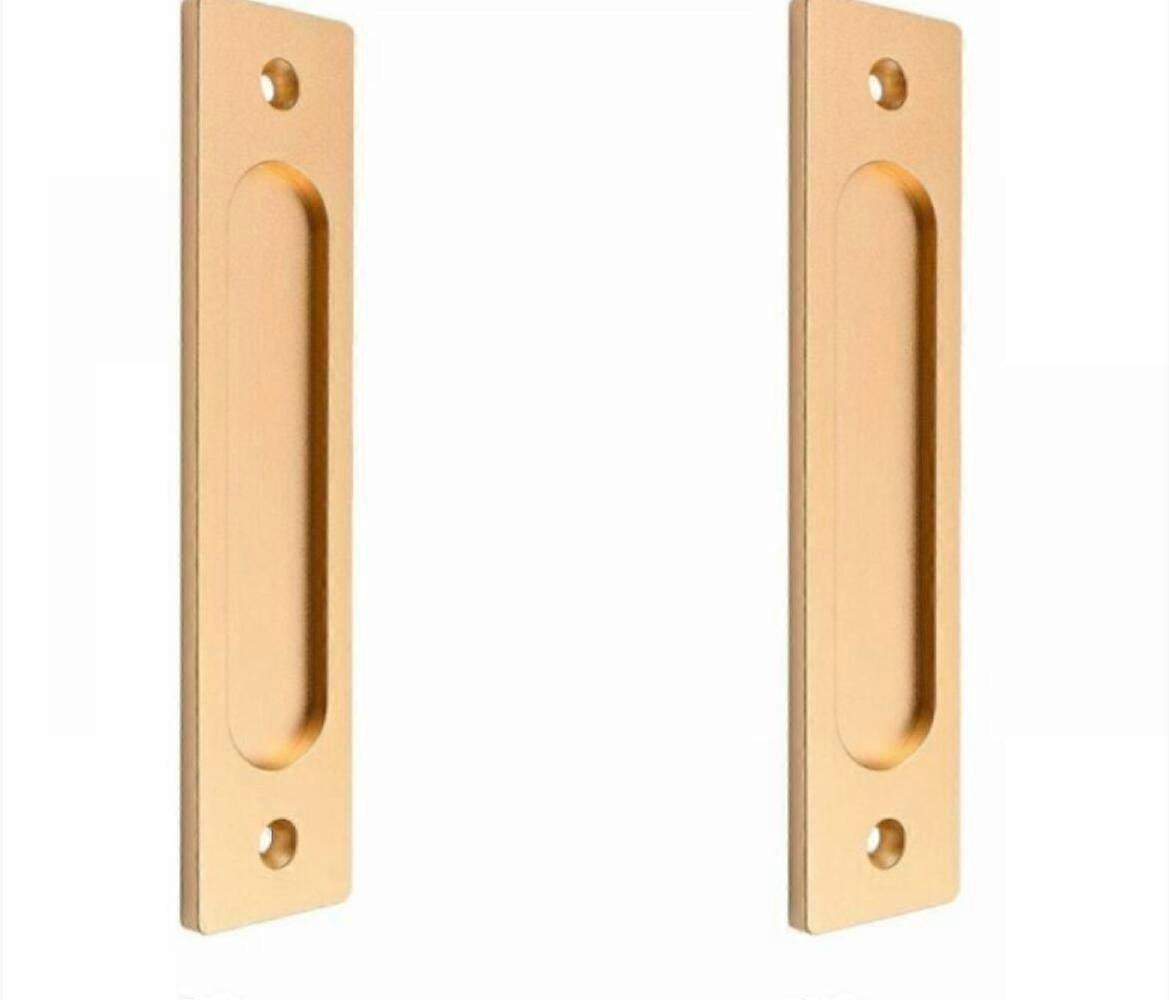 Rectangular sliding door handle with mounting screws (matte gold, 2 pieces)