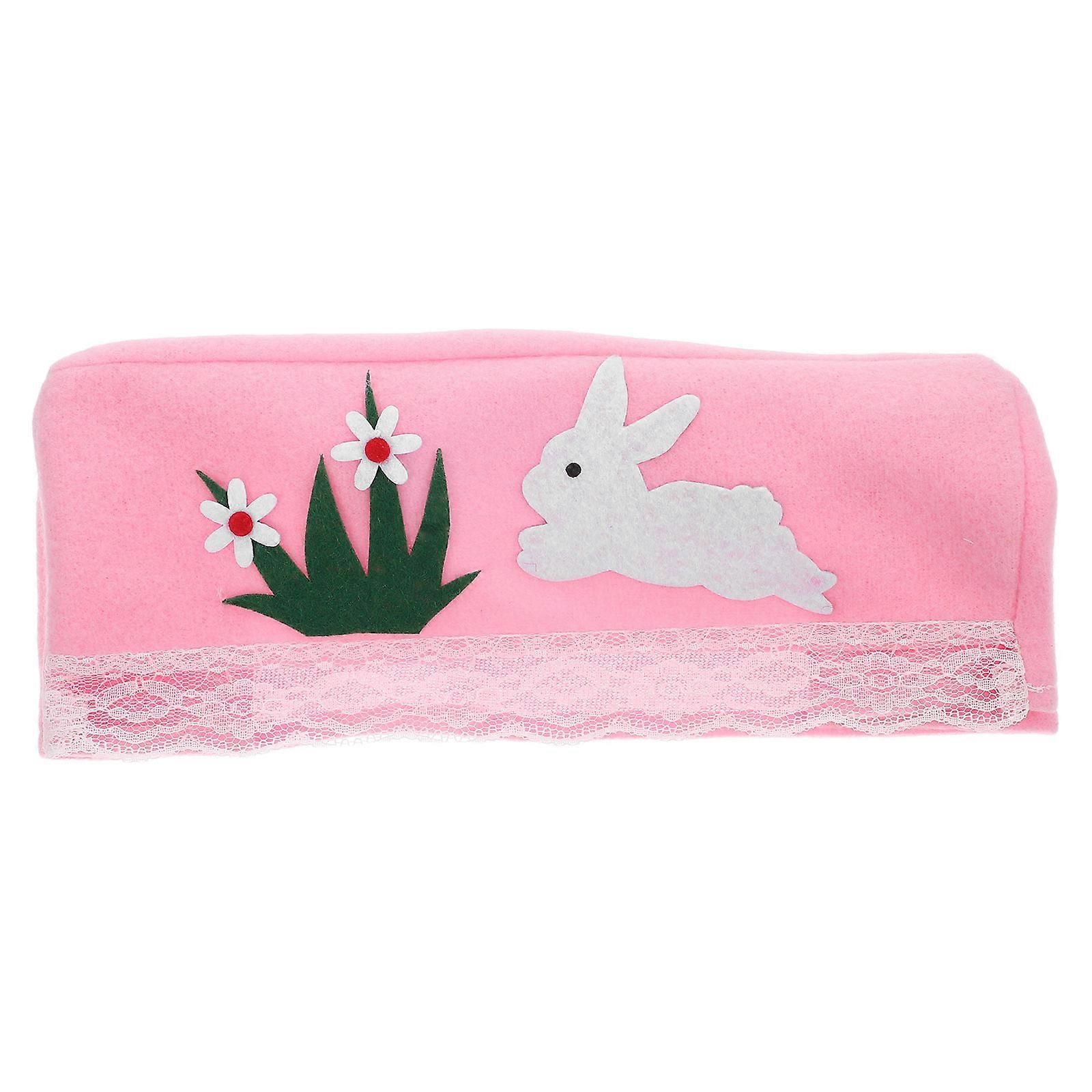 Easter Bunny Tissue Box Cover for Rectangular Tissue Box Pink Plush Fabric