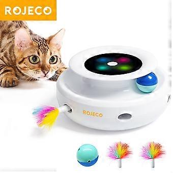 ROJECO Set di giocattoli intelligenti 2 in 1 per gatti, con pallina a molla automatica, 5 modalità di gioco, elettronico.