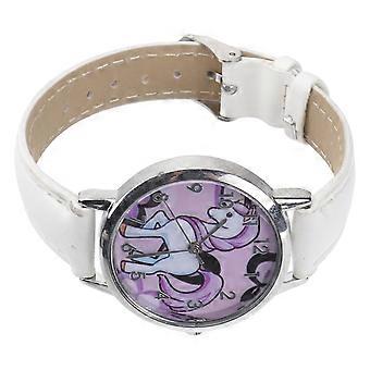Cartoon Unicorn Pattern Watch Wodoodporny zegarek na rękę Zegarek kwarcowy Moda Cartoon Zegarek dla dzieci Urządzenie do pomiaru czasu na nadgarstku ze skórzanymi paskami (biały)