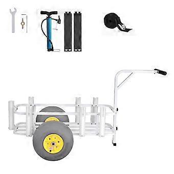 Viskar voor op het strand, draagvermogen 90 kg, viskar met robuust frame van koolstofstaal, 33 cm grote all-terrain PU-ballonbanden.
