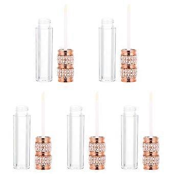 5 Stück wiederbefüllbare Lipgloss-Tuben aus Kunststoff zur Aufbewahrung (Goldene Flaschen)