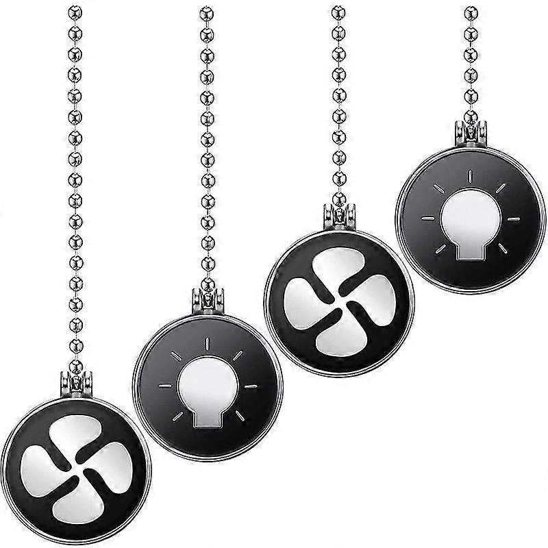 Ceiling Fan Pull Chain Set, 4Pcs Light Bulb and Fan Pattern Pull Chain Ceiling Fan Chain Extender w