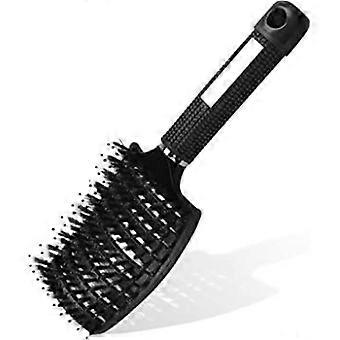 Dww-(Black) Hairbrush, Boar Bristle Brush, Professional Curved Vented Hairdressing Brush, Quick-Drying Hair Styling Tools, Quick-Drying Detangling Mas