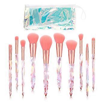 10Pcs/Set Beauty Brush Uniform Shading Excellent Ductility Thin Professional Powder Foundation Concealer Cosmetic Tool for Female QinHai