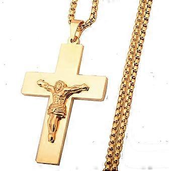 Pendentif croix glacée en or 18 carats 316L en acier inoxydable Collier chaîne à maillons cubains pour hommes femmes