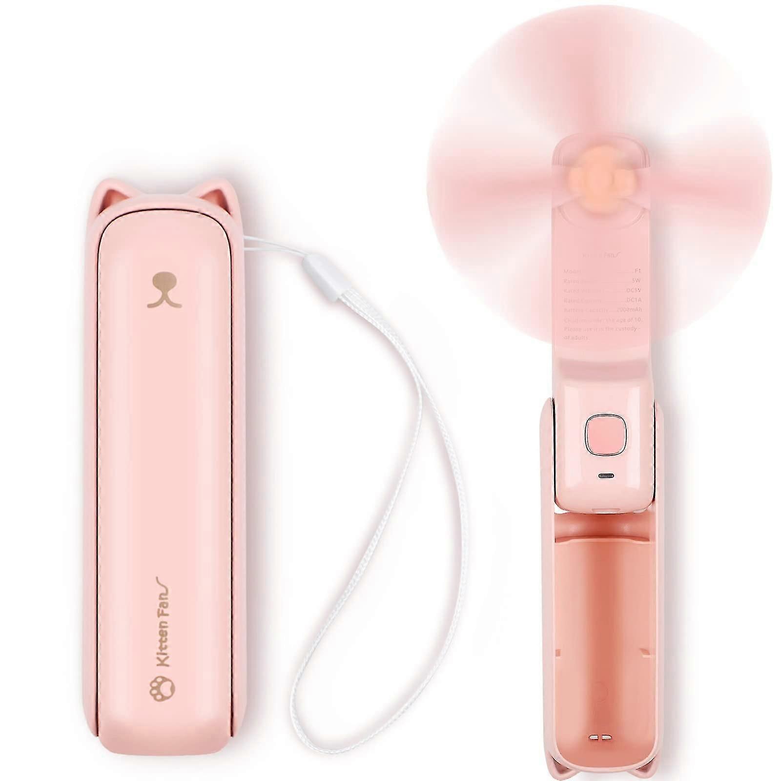 Portable Usb Rechargeable Handheld Fan (pink)
