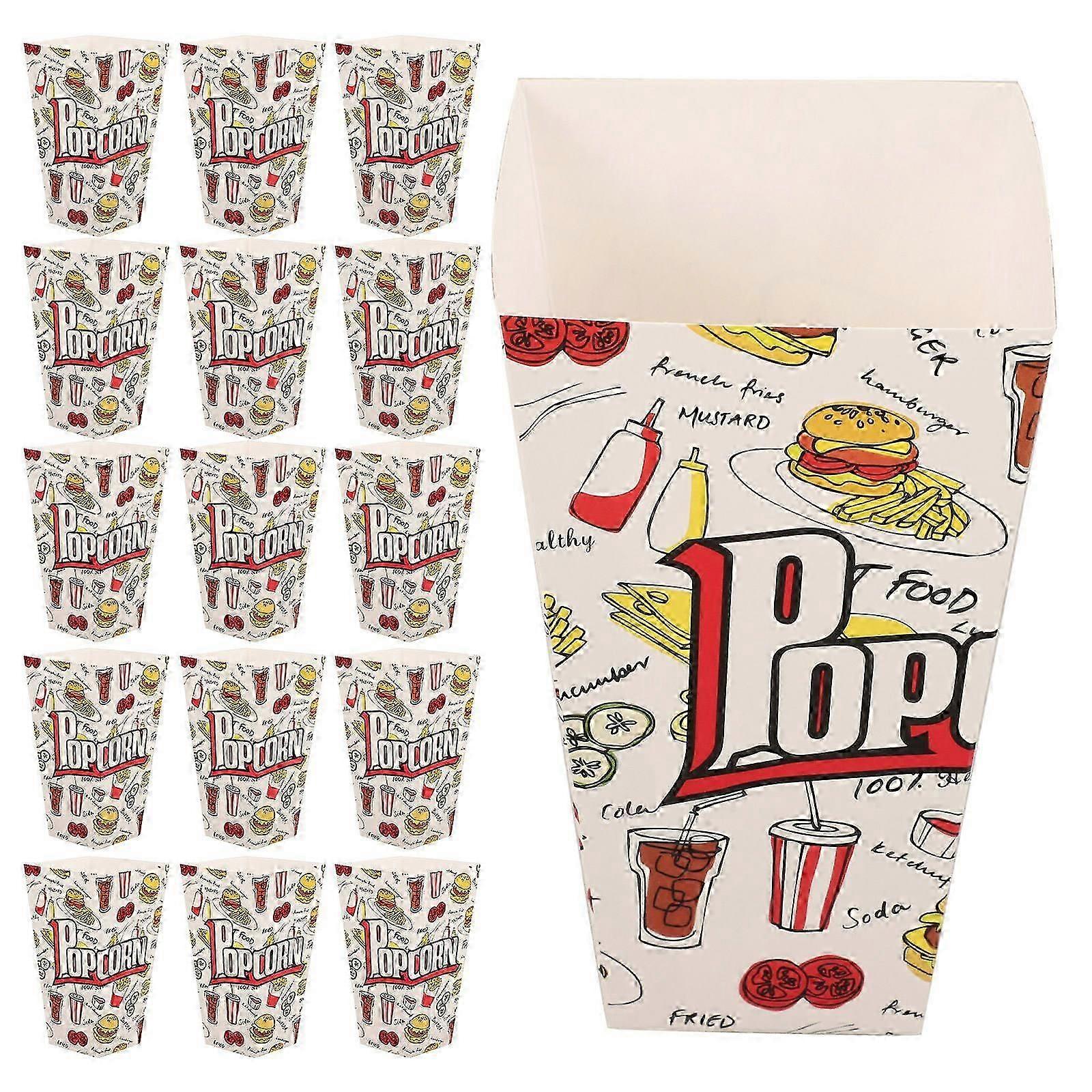 Movie Night Popcorn Boxes Retro Snack Container Rectangular White Cardboard Convenient Distribution 50Pack