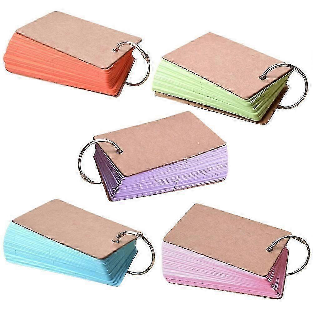 Colored Note Cards Blank Flash Cards for Noting with Binder Ring 2Pcs VU