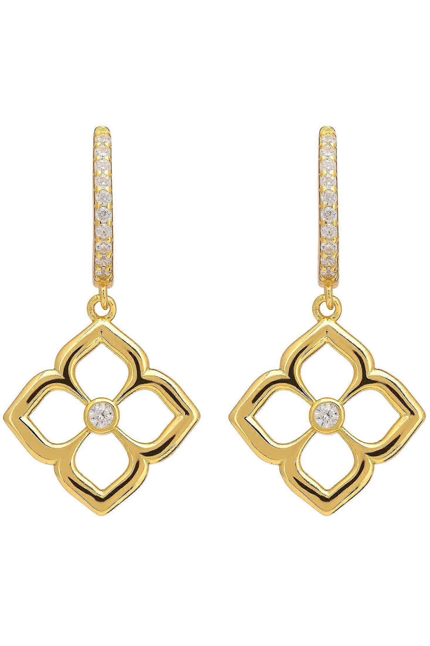 Latelita Open Pointed Clover Flower Drop Earrings Gold for Women