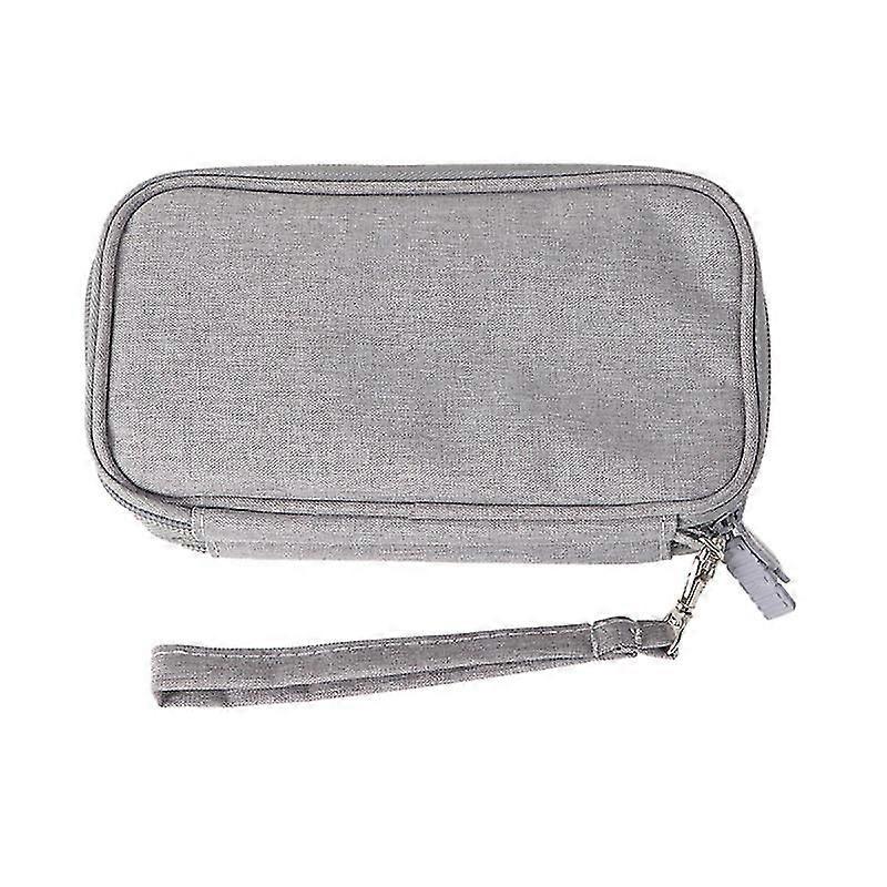 Headset Data Cable Charging Treasure Storage Bag Digital Storage Bag Double Layer Flat Shockproof Compression Accessories Package(Gray)