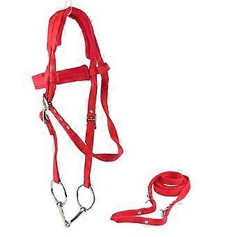 Cabezuelas ajustables de arnés de rienda de brida de caballo con cojín suave rojo