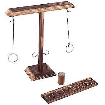 Ring Toss Games compatible with Kids Adults Handmade Wooden Hook And Rings Throwing Games With Ladder Bundle Set