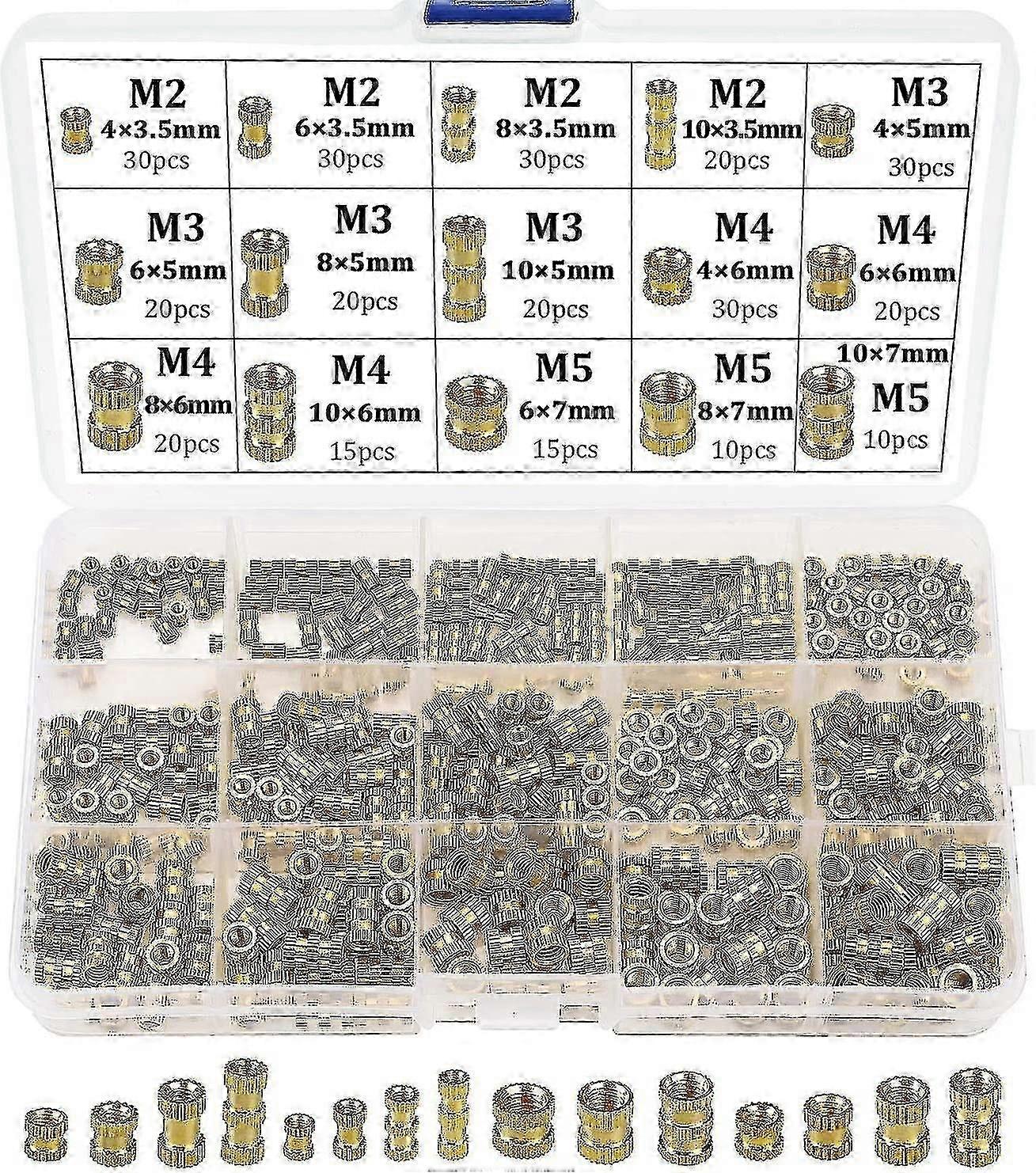 Threaded Insert Female Thread M2 M3 M4 M5 Brass Threaded Sockets compatible with 3d Printing 330pcs