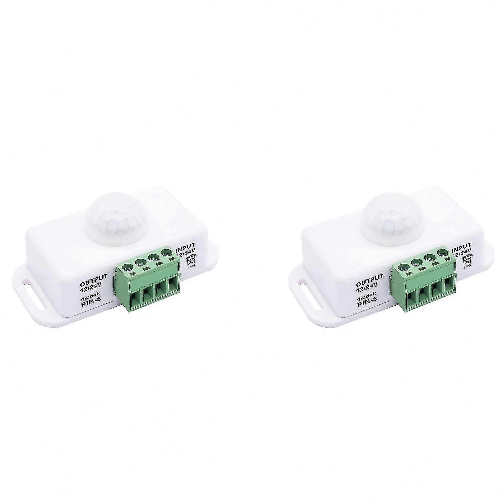 PIR Motion Sensor Switch, 2X DC 12V 24V Infrared LED Controller with Motion Timer, White for LED Strips