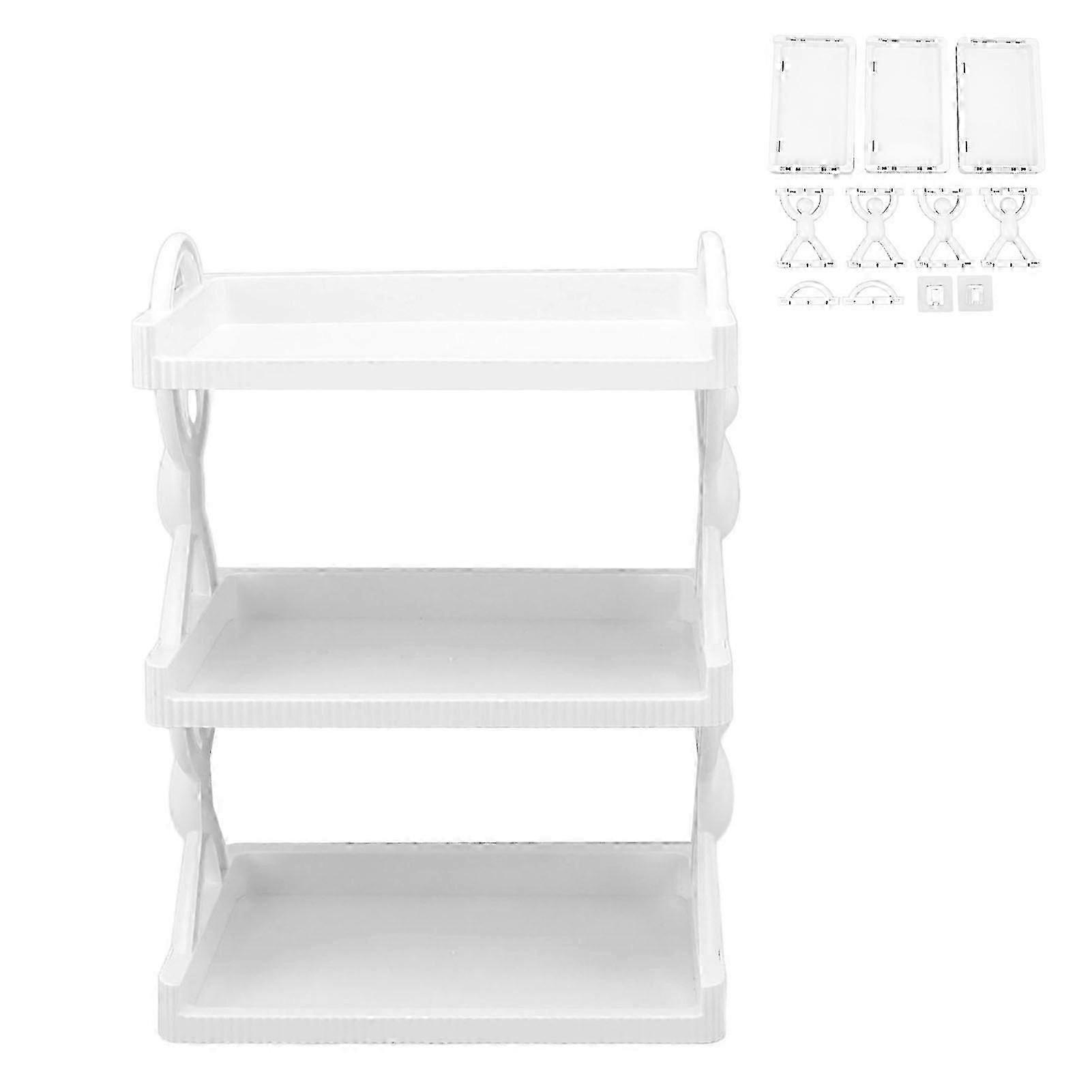 Wall Mounted Storage Shelf Multi Layer Innovative Simple Style compatible with Bathroom Kitchen White 3 Layers
