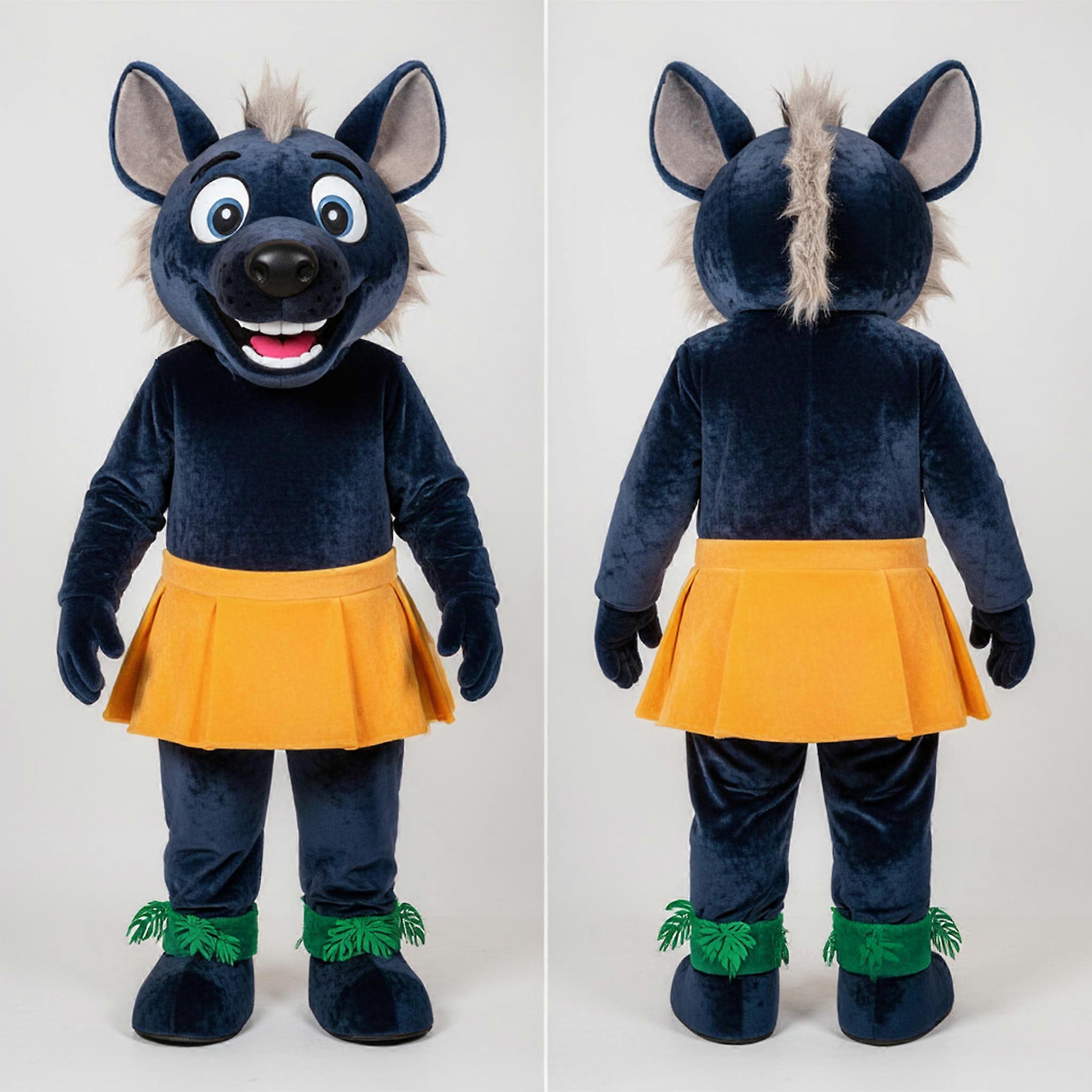 MASTICOT Navy Plush Grinning Hyena Mascot
