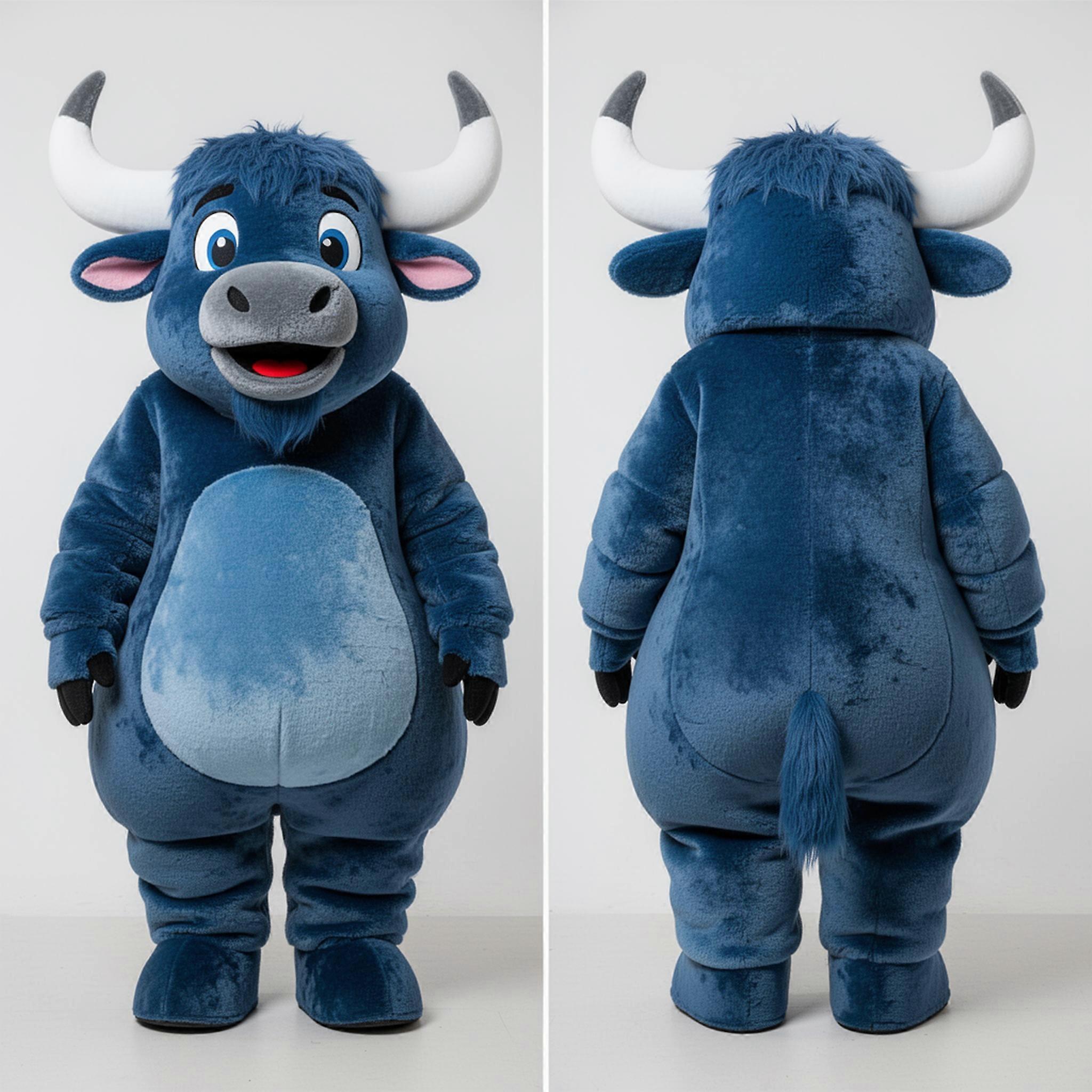 MASTICOT Azure Blue Fluffy Yak Mascot