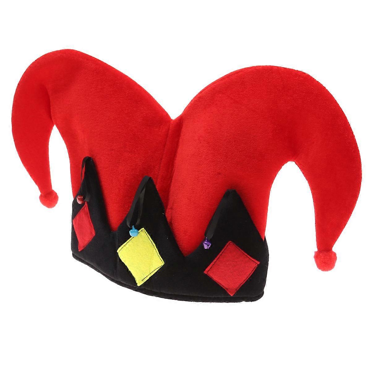 Red Clown Cap for Stage Performance Plush Cosplay Head Accessory