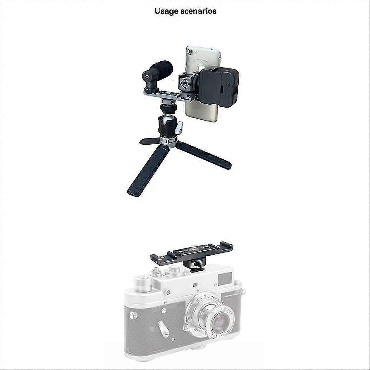 Cold Shoe Mount Adapter Extension Bar Bracket Stand for Camera,A