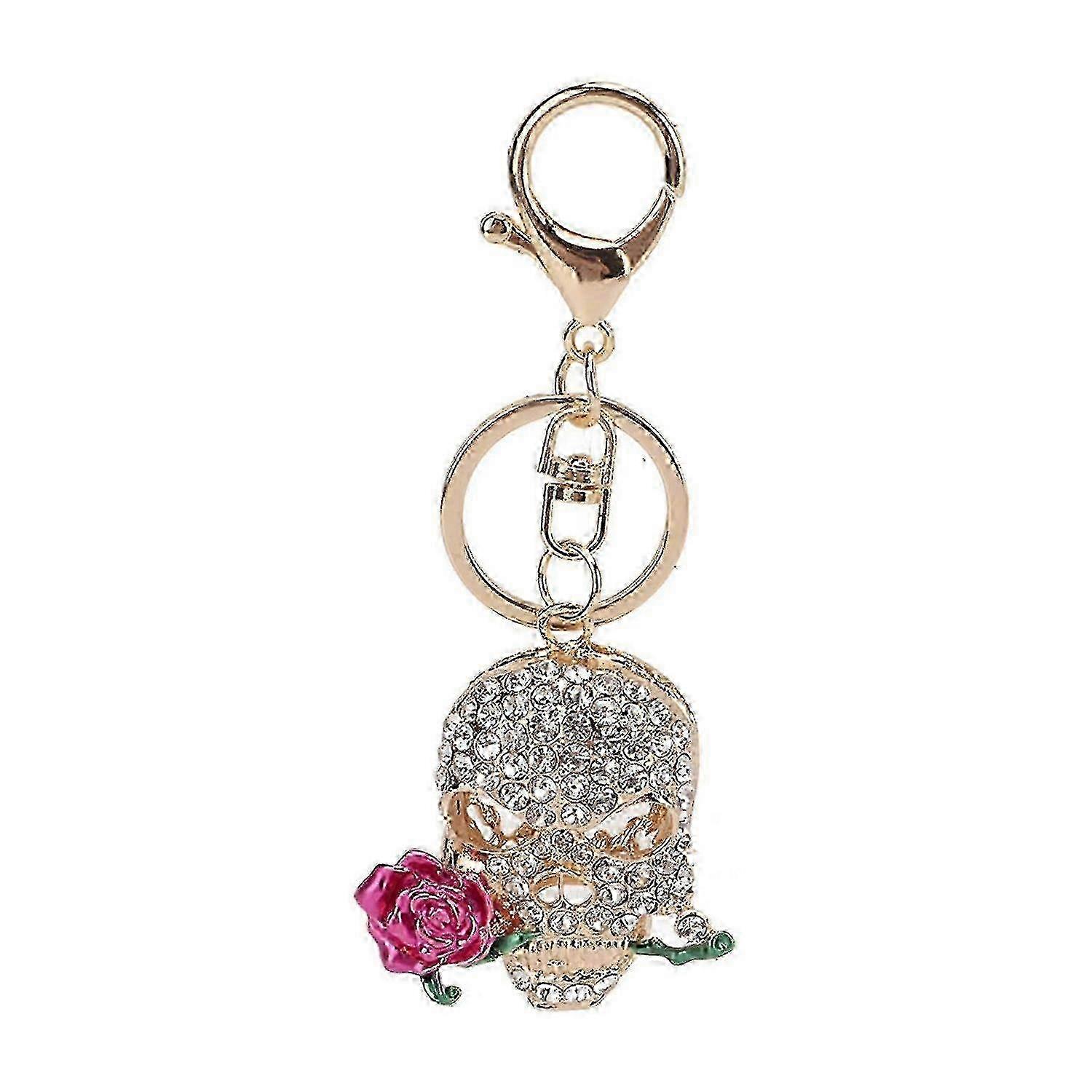 Death Rose Skull Diamond Keychain