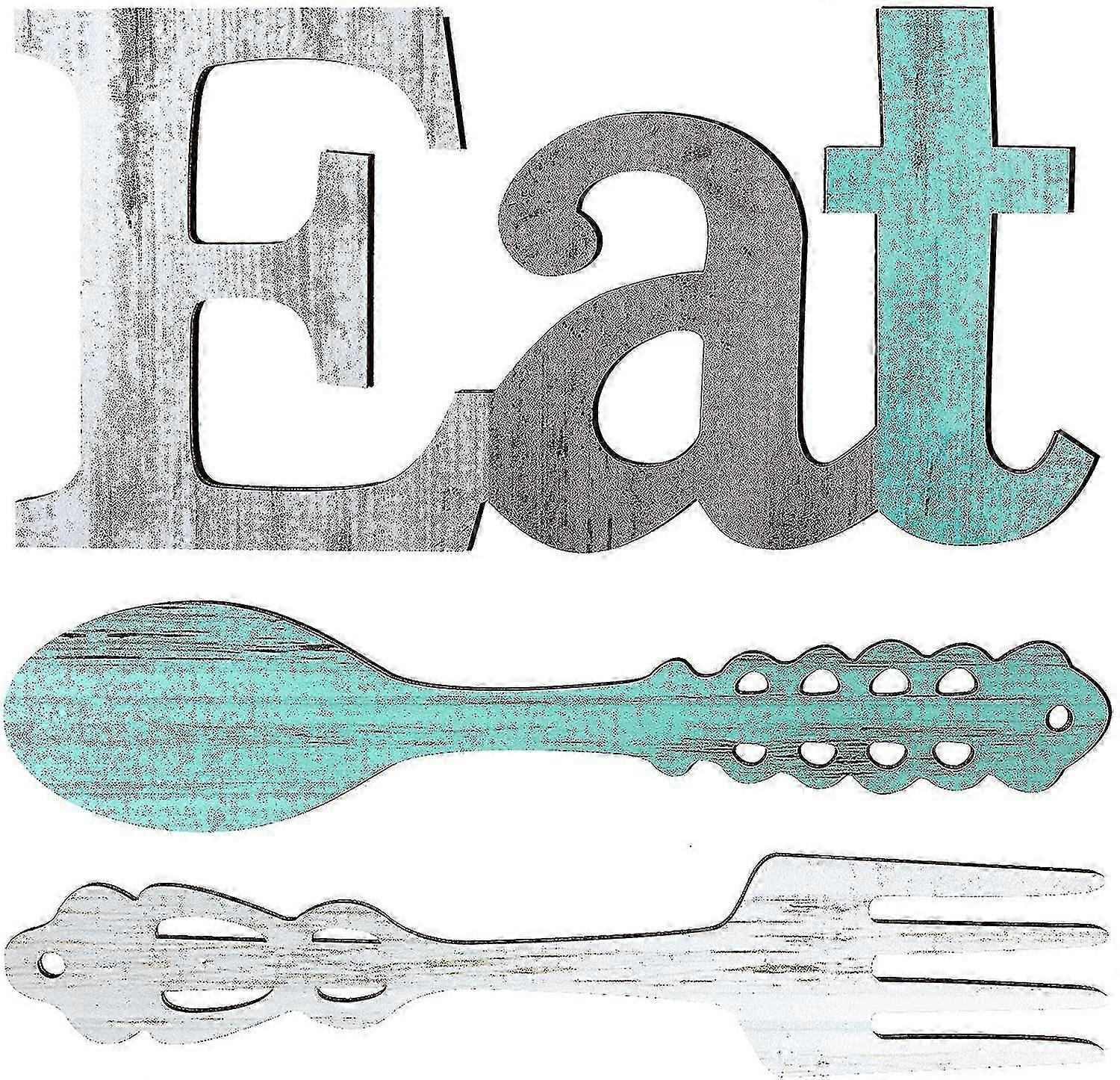 Wooden Eat Fork Spoon Decor Set