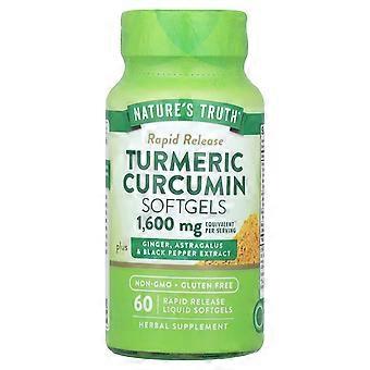 2 x Nature's Truth, Turmeric Curcumin plus Ginger, Astragalus & Black Pepper Extract, 60 Rapid Release Liquid Softgels
