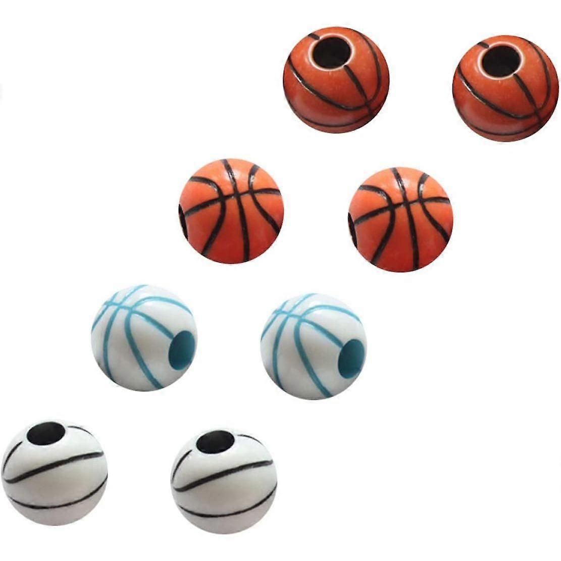 Basketball Pattern Round Plastic Bracelet Beads 60pcs Pack
