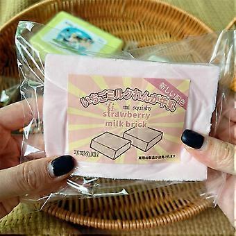 Super Soft Butter Brick Fidget Toys Milk Brick Slow Rebound Milk Brick Pinch Toy Strawberry Relaxed Vent Squeezing Toys Children