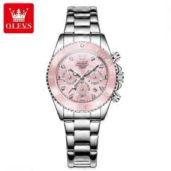 Olevs 5632 Quartz Watch for Women Fashion Sports Chronograph Luminous Calendar Diamond  18mm Alloy Multi-Functional Gift