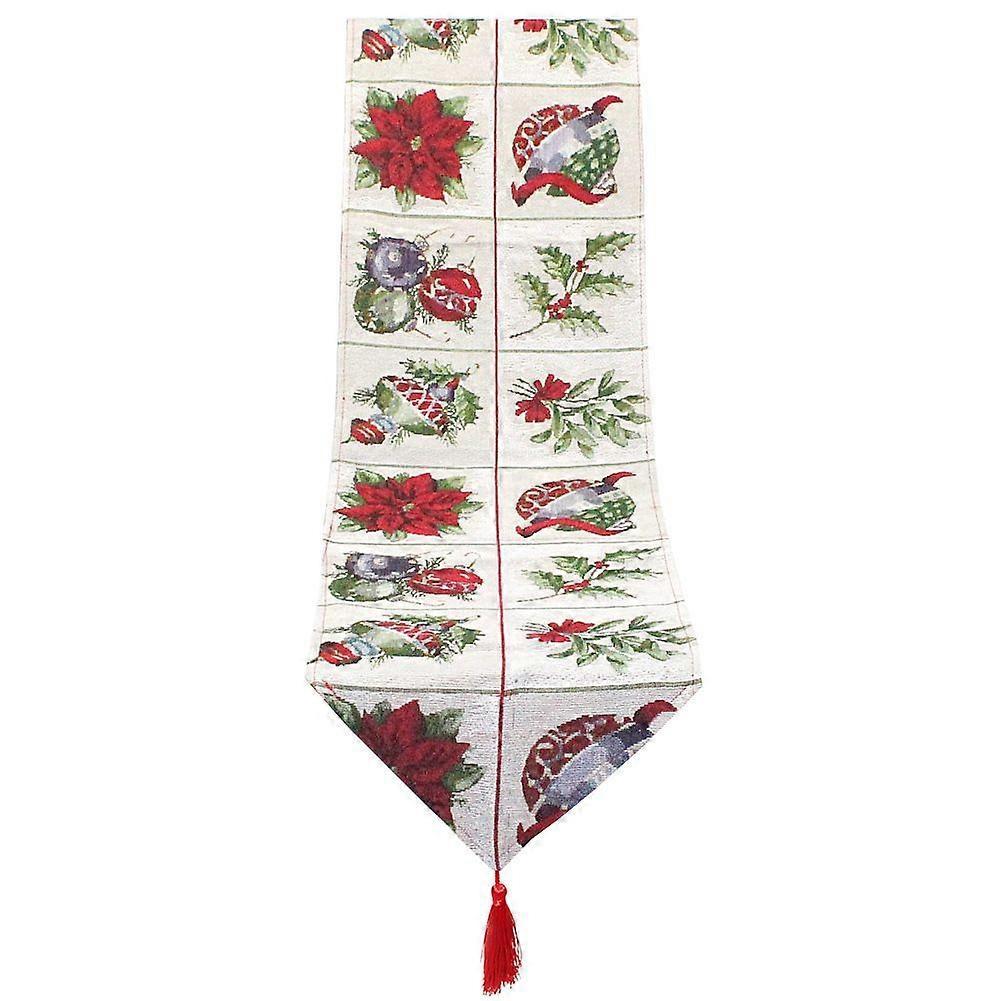 Tasseled Christmas Table Runner Linen