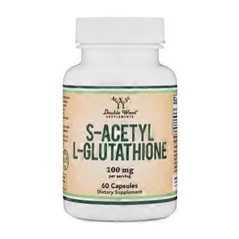 Double Wood S-Acetyl L-Glutathione 100mg 60 Capsules (Acetylated Glutathione Antioxidant Non-GMO and Gluten Free