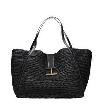Tom Ford Black Raffia Shoulder Bag
