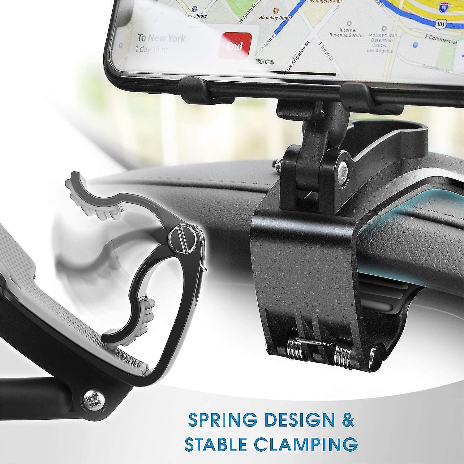Black 360° Car Sun Visor Dashboard Cell Phone Holder Mount – For GPS & Phones