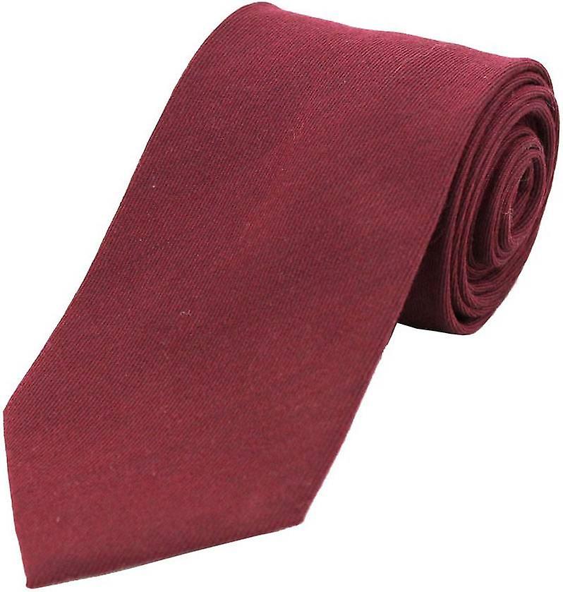 David Van Hagen Plain Wool Rich Tie - Burgundy