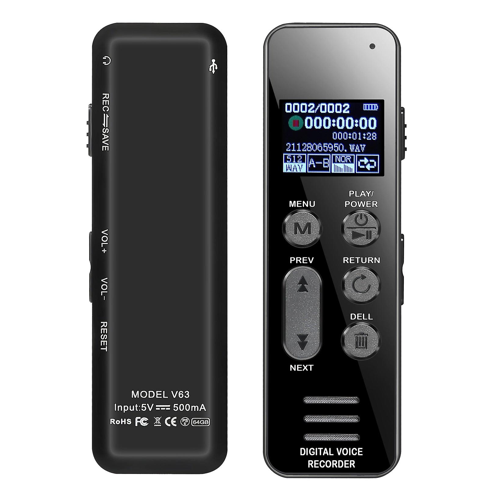 Vandlion V63 Voice Activated Recorder With 1050mah Large Capacity Battary Recording Device With Variable Speed Playback