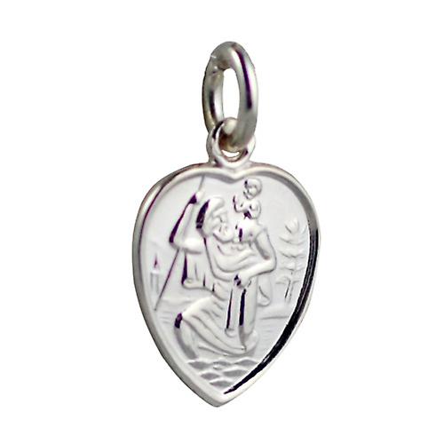 Silver 15x13mm heart St Christopher Pendant