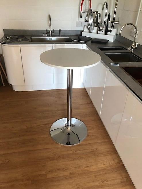 Bonetti Wood Poseur Tall Round Bar Table - White