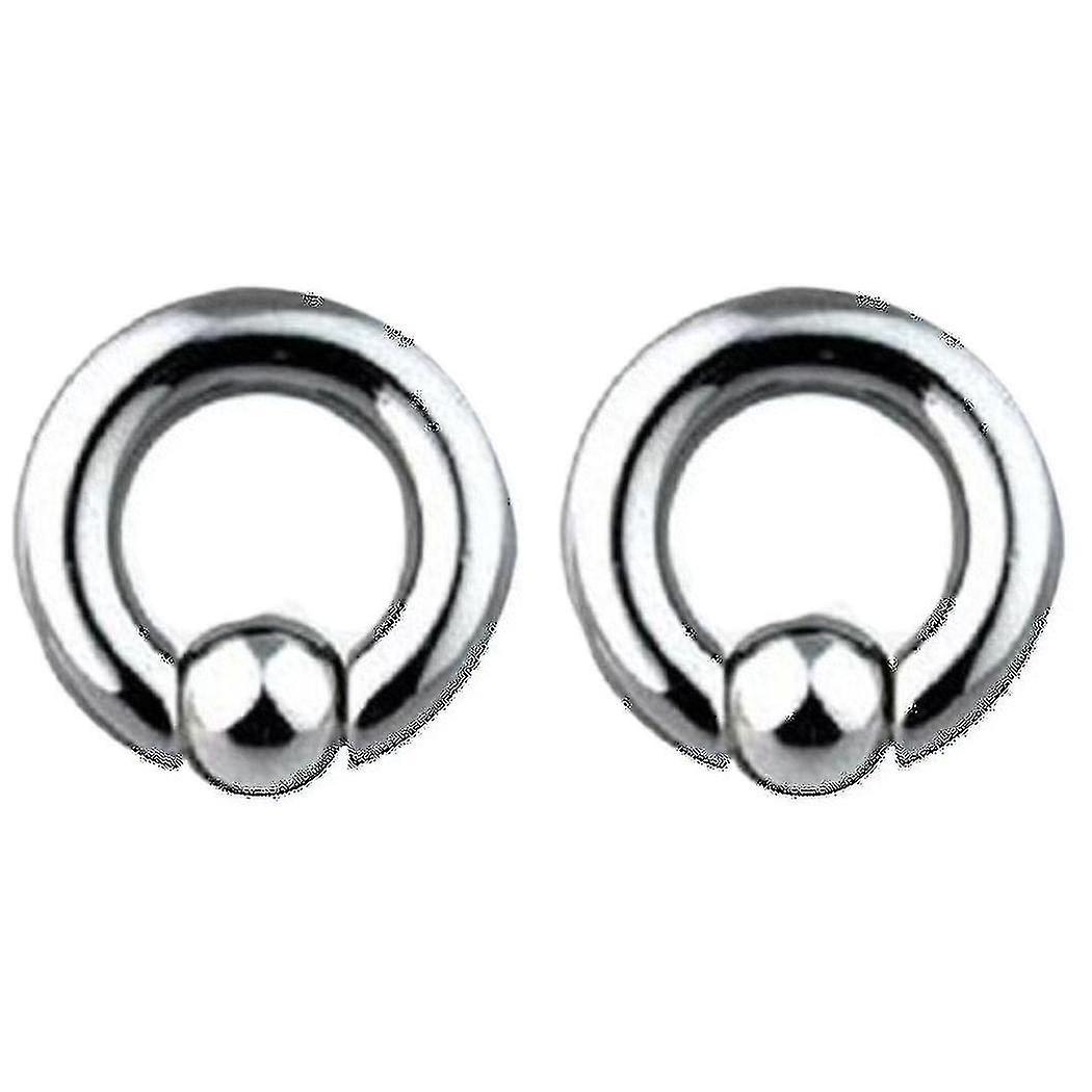 2 Pair Stainless Steel Captive Bead Ear Rings Hoop Bcr Studs Piercing Jewelry Steel Color, 8g(3.2mm