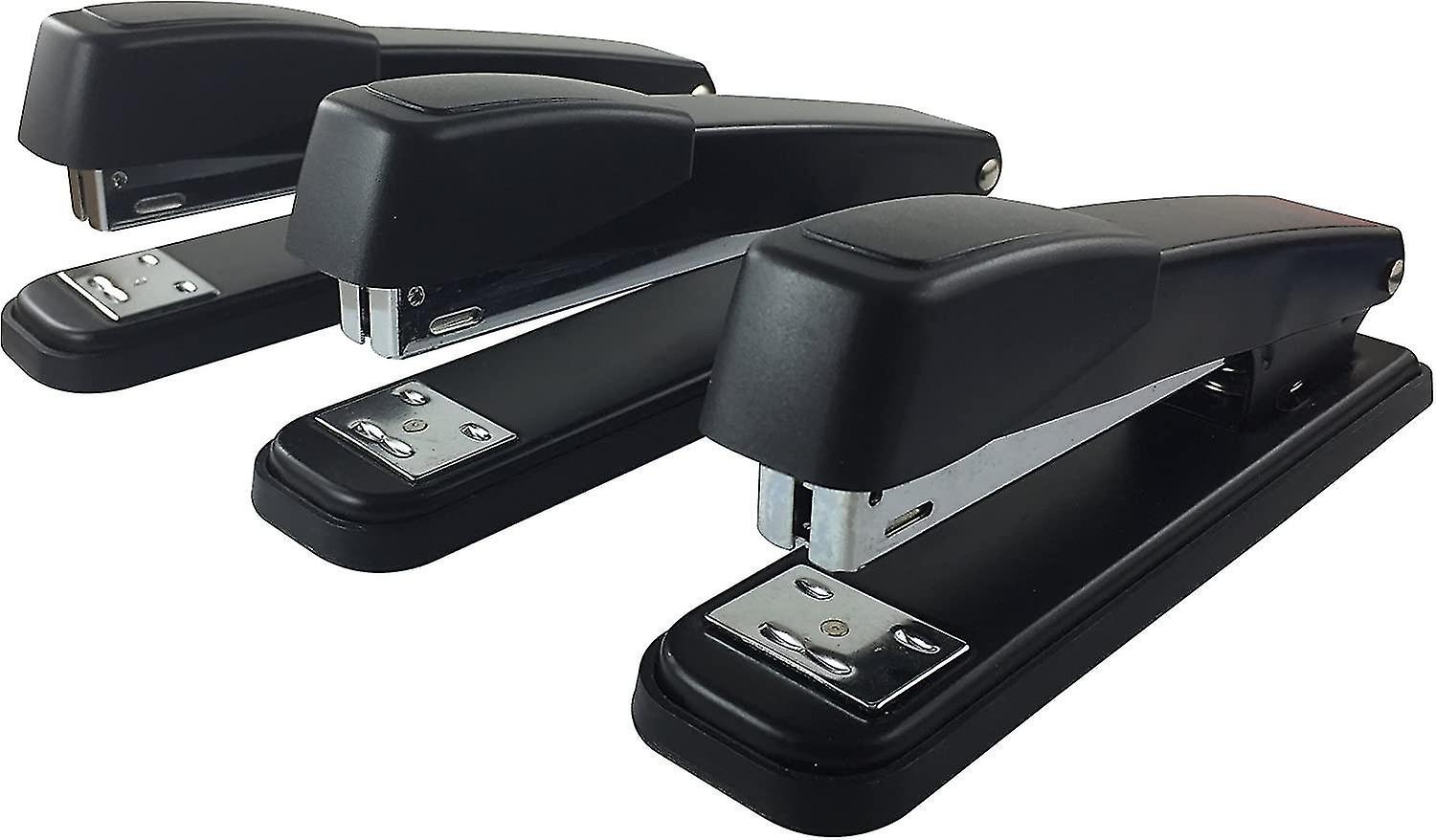 Stapler With Staples Full Desk Size Black (3-pack)