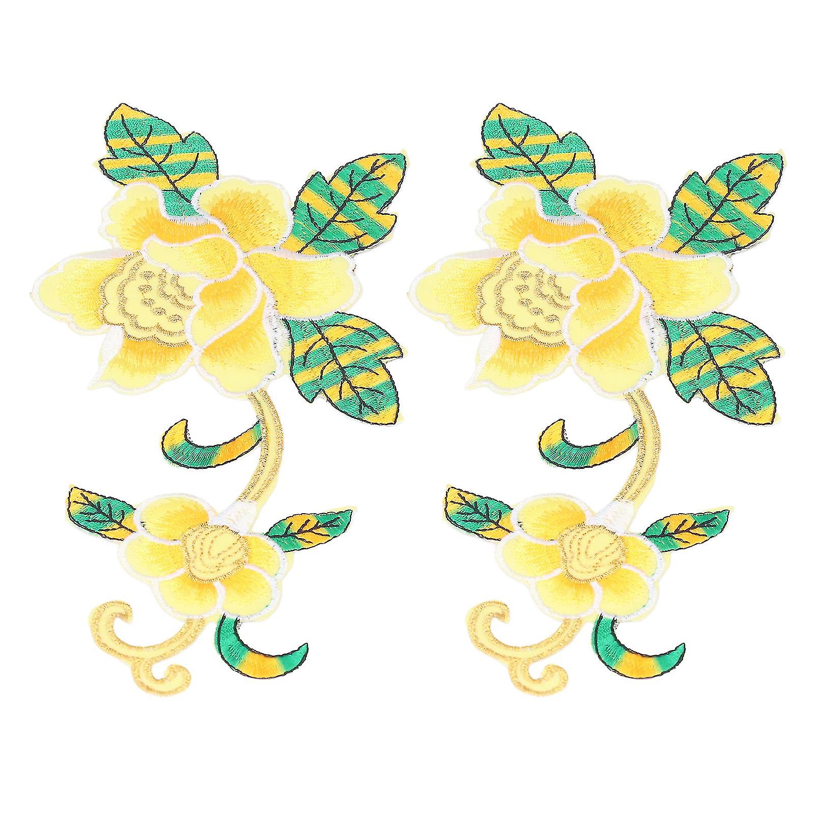 2pcs Patches Sewing Hand Stitching Decorative DIY Making Cotton Embroidered Flower Pattern Patch for Scrapbooking