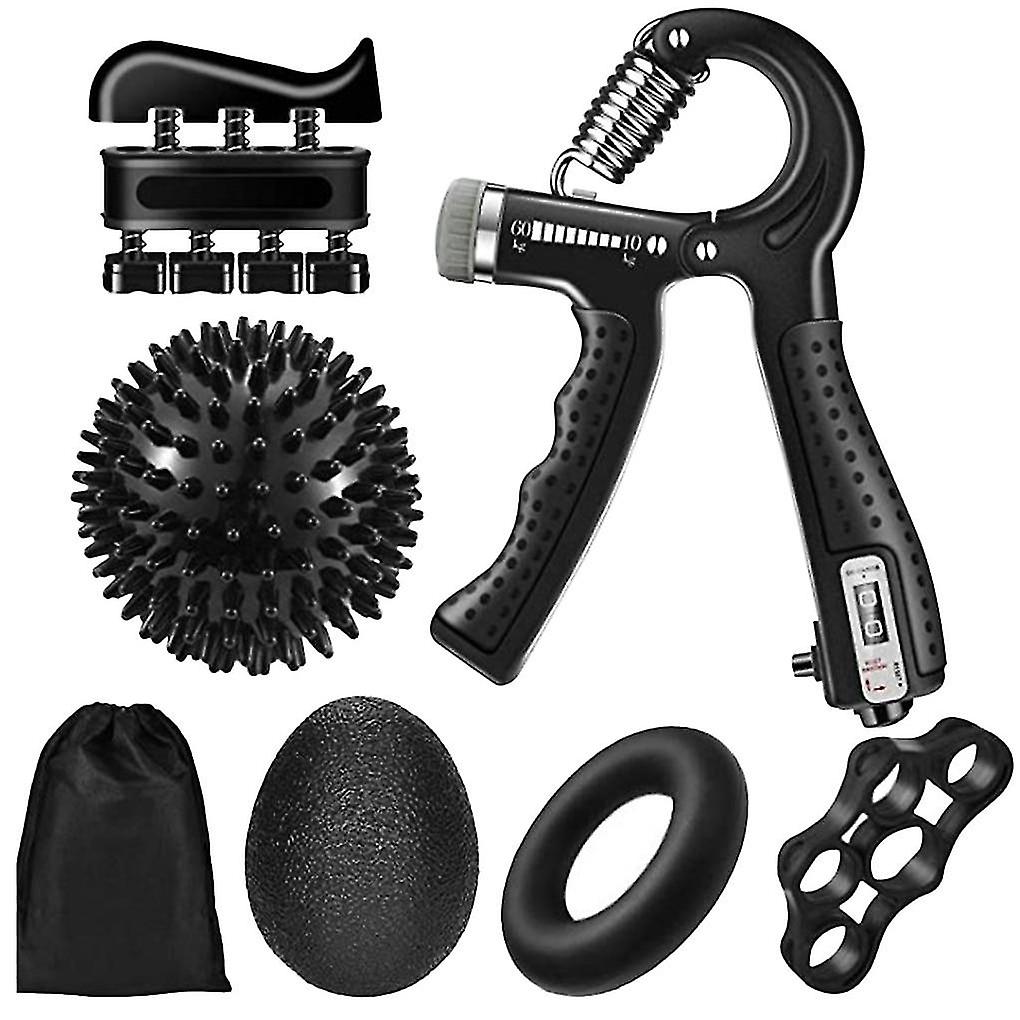 Hand Exercisers 6pcs Strength Exercise Gripper Adjustable Hand Grip Black