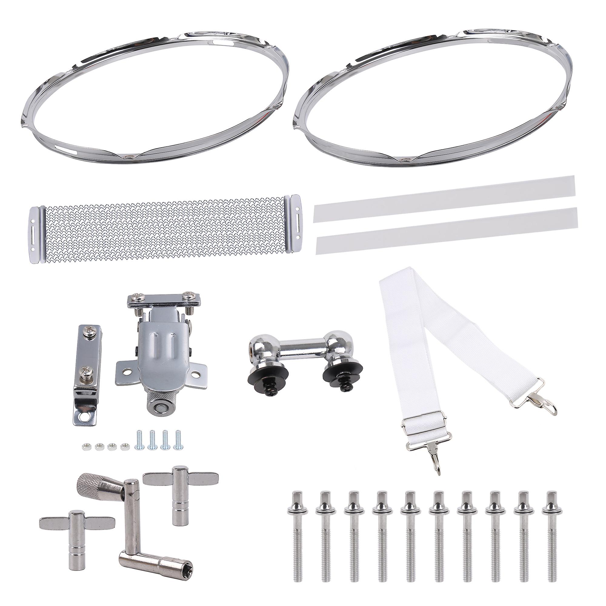 37 Pcs 14 Inch 6 Hole Snare Drum Parts Set w/ Upper Lower Hoop Metal Lug