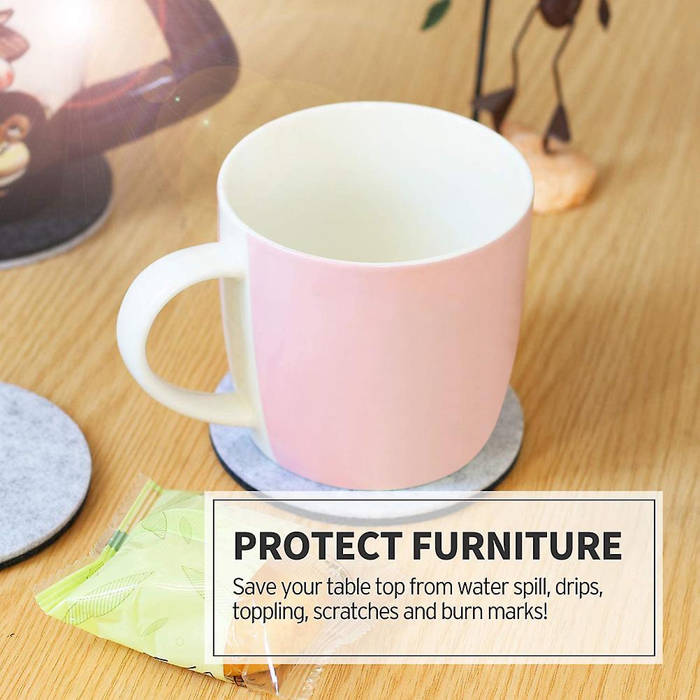 エレガントな家の装飾、用途の広い飲み物の保護プレミアムフェルトコースターセット8個、家具保護用の吸収性メリノウール、滑り止め、適切